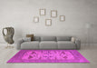 Machine Washable Oriental Pink Industrial Rug in a Living Room, wshurb1654pnk