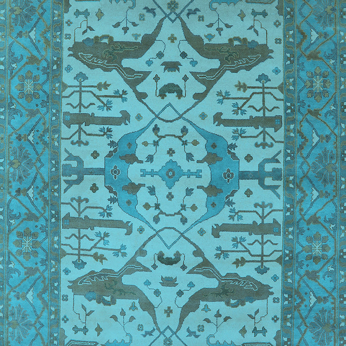Machine Washable Oriental Light Blue Industrial Rug, wshurb1654lblu