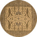 Round Oriental Brown Industrial Rug, urb1654brn