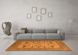 Machine Washable Oriental Orange Industrial Area Rugs in a Living Room, wshurb1654org