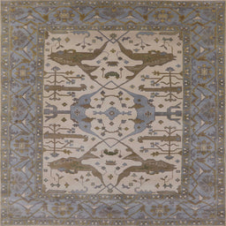 Square Mid-Century Modern Rosy Brown Pink Oriental Rug, urb1654