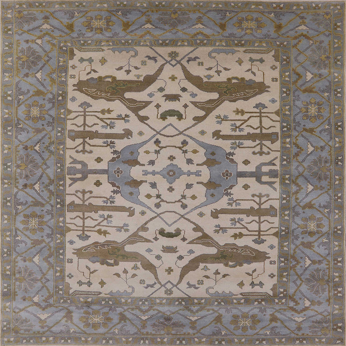 Square Mid-Century Modern Rosy Brown Pink Oriental Rug, urb1654