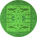 Round Oriental Green Industrial Rug, urb1654grn