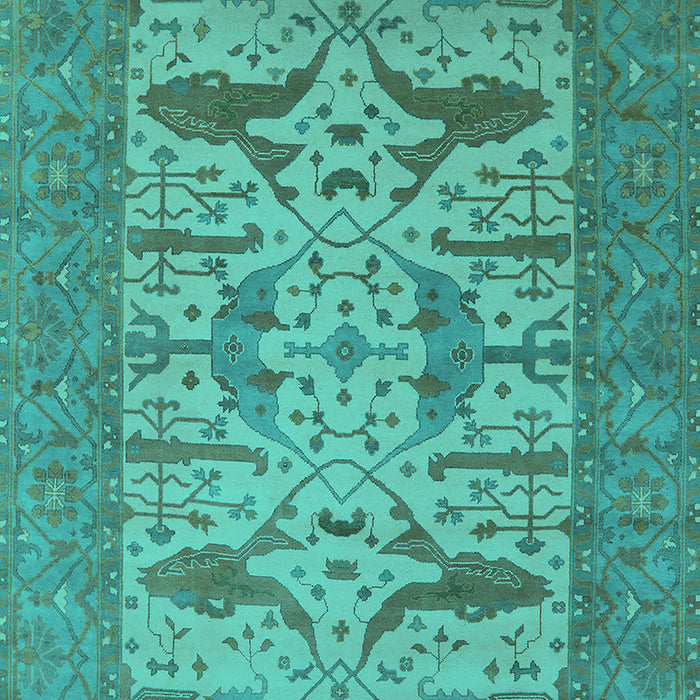 Machine Washable Oriental Turquoise Industrial Area Rugs, wshurb1654turq