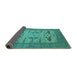 Sideview of Oriental Turquoise Industrial Rug, urb1654turq