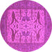 Round Machine Washable Oriental Pink Industrial Rug, wshurb1654pnk