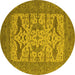 Round Oriental Yellow Industrial Rug, urb1654yw