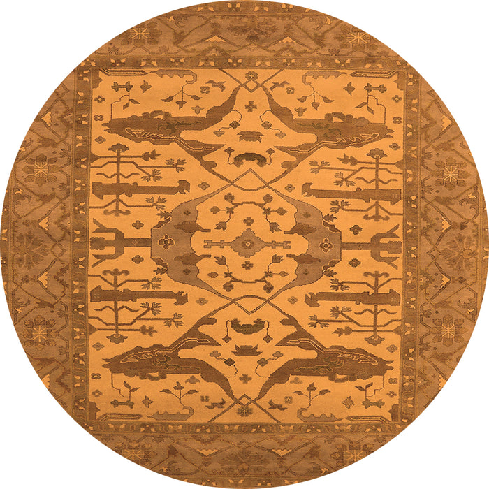 Round Oriental Orange Industrial Rug, urb1654org