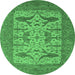 Round Oriental Emerald Green Industrial Rug, urb1654emgrn