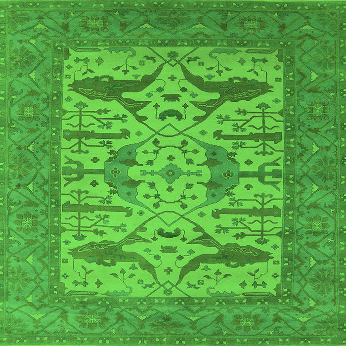 Square Machine Washable Oriental Green Industrial Area Rugs, wshurb1654grn