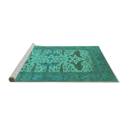 Sideview of Machine Washable Oriental Turquoise Industrial Area Rugs, wshurb1654turq