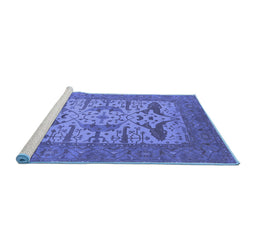 Sideview of Machine Washable Oriental Blue Industrial Rug, wshurb1654blu