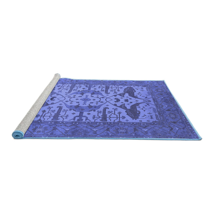 Sideview of Machine Washable Oriental Blue Industrial Rug, wshurb1654blu