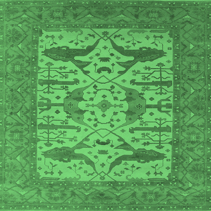 Square Oriental Emerald Green Industrial Rug, urb1654emgrn