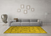 Machine Washable Oriental Yellow Industrial Rug in a Living Room, wshurb1655yw