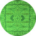 Round Oriental Green Industrial Rug, urb1655grn