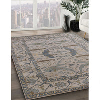 Mid-Century Modern Sandstone Brown Oriental Rug, urb1655