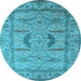 Round Oriental Light Blue Industrial Rug, urb1655lblu