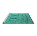 Sideview of Machine Washable Oriental Turquoise Industrial Area Rugs, wshurb1655turq