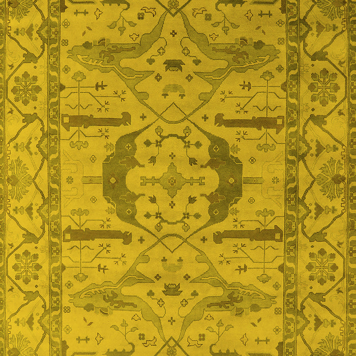Machine Washable Oriental Yellow Industrial Rug, wshurb1655yw