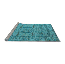 Sideview of Machine Washable Oriental Light Blue Industrial Rug, wshurb1655lblu