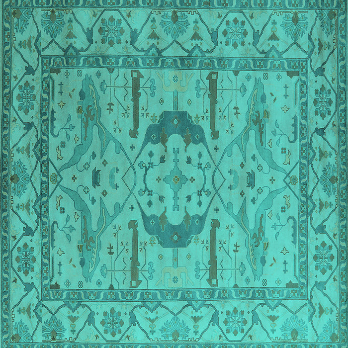 Square Machine Washable Oriental Turquoise Industrial Area Rugs, wshurb1655turq