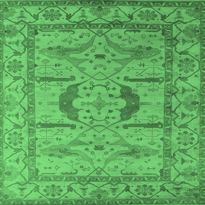 Square Machine Washable Oriental Emerald Green Industrial Area Rugs, wshurb1655emgrn
