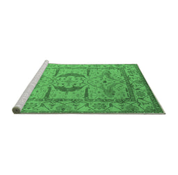 Sideview of Machine Washable Oriental Emerald Green Industrial Area Rugs, wshurb1655emgrn
