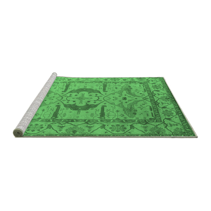 Sideview of Machine Washable Oriental Emerald Green Industrial Area Rugs, wshurb1655emgrn
