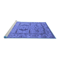 Sideview of Machine Washable Oriental Blue Industrial Rug, wshurb1655blu