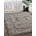 Mid-Century Modern Sandstone Brown Oriental Rug in Family Room, urb1655