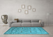 Machine Washable Oriental Light Blue Industrial Rug in a Living Room, wshurb1655lblu