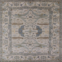 Square Mid-Century Modern Sandstone Brown Oriental Rug, urb1655