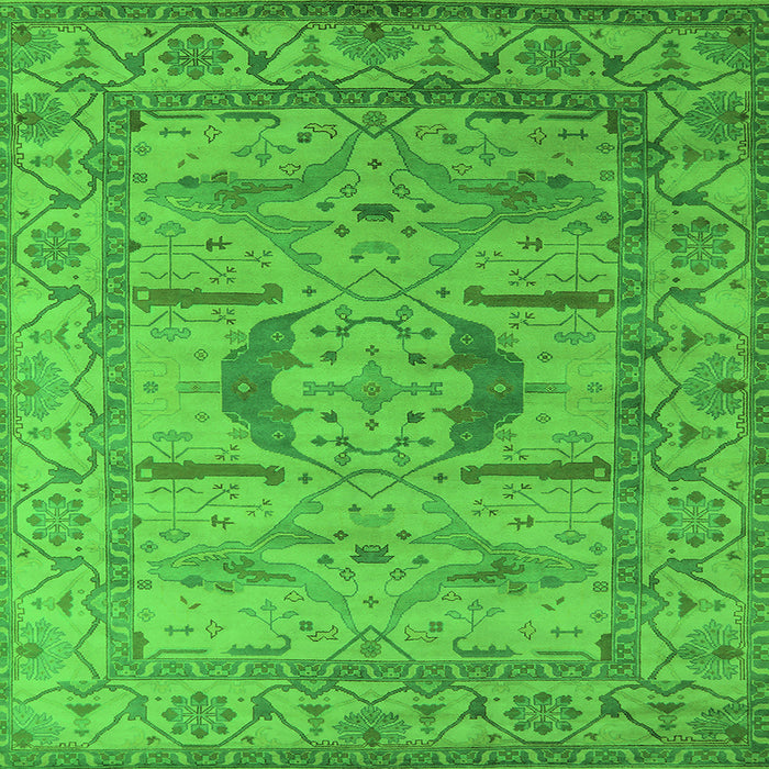 Square Machine Washable Oriental Green Industrial Area Rugs, wshurb1655grn
