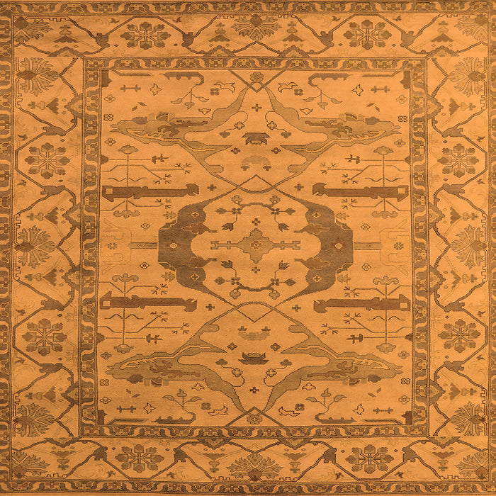 Square Machine Washable Oriental Orange Industrial Area Rugs, wshurb1655org
