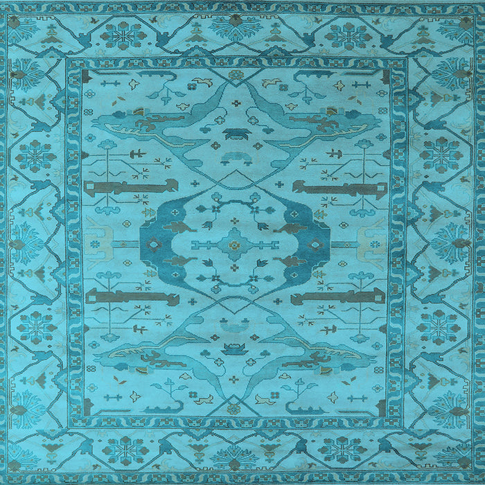 Square Machine Washable Oriental Light Blue Industrial Rug, wshurb1655lblu
