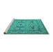 Sideview of Machine Washable Oriental Turquoise Industrial Area Rugs, wshurb1656turq