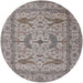 Round Mid-Century Modern Sandstone Brown Oriental Rug, urb1656