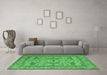 Machine Washable Oriental Emerald Green Industrial Area Rugs in a Living Room,, wshurb1656emgrn