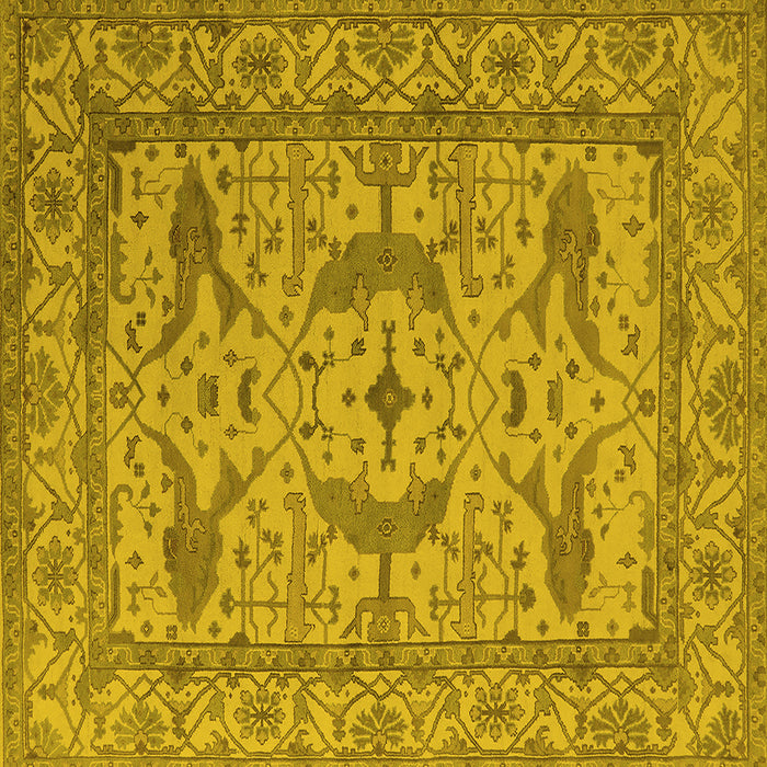 Square Machine Washable Oriental Yellow Industrial Rug, wshurb1656yw