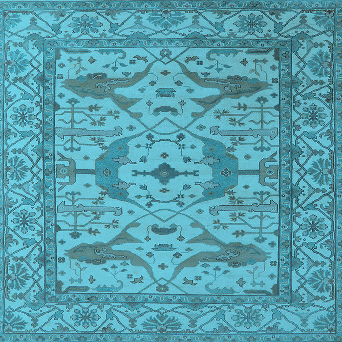 Square Machine Washable Oriental Light Blue Industrial Rug, wshurb1656lblu