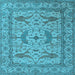 Square Machine Washable Oriental Light Blue Industrial Rug, wshurb1656lblu