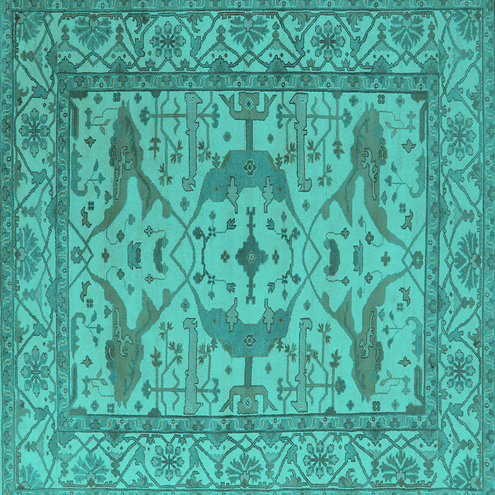 Square Oriental Turquoise Industrial Rug, urb1656turq