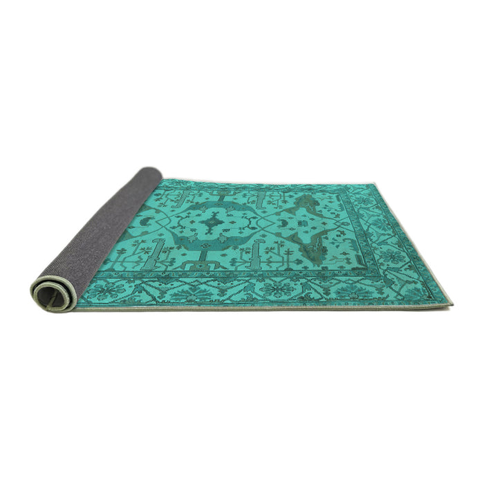 Sideview of Oriental Turquoise Industrial Rug, urb1656turq