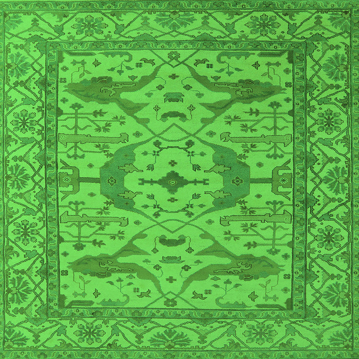 Square Machine Washable Oriental Green Industrial Area Rugs, wshurb1656grn