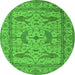 Round Oriental Green Industrial Rug, urb1656grn