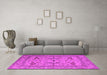 Machine Washable Oriental Pink Industrial Rug in a Living Room, wshurb1656pnk