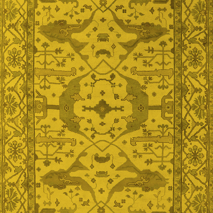 Machine Washable Oriental Yellow Industrial Rug, wshurb1656yw