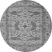 Round Machine Washable Oriental Gray Industrial Rug, wshurb1656gry