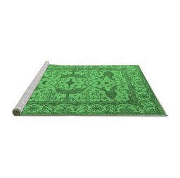 Sideview of Machine Washable Oriental Emerald Green Industrial Area Rugs, wshurb1656emgrn